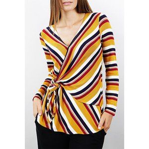 Retro Stripe Side Wrap Tie Top